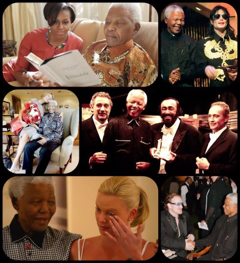 Michelle Obama, Michael Jackson , Celine Dion , Plácido Domingo, Jose Carreras , Luciano Pavarotti , Charlize Theron , Bono Vox , entre muchas personalidades , rindieron tributo a Mandela  a lo largo de  su vida.